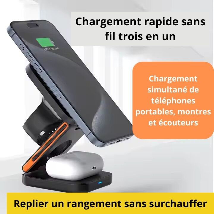 Station de Charge Magnétique Pliable 3 en 1