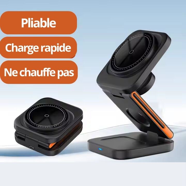 Station de Charge Magnétique Pliable 3 en 1