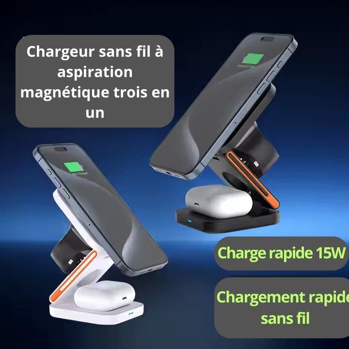 Station de Charge Magnétique Pliable 3 en 1