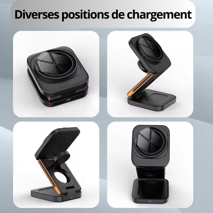 Station de Charge Magnétique Pliable 3 en 1